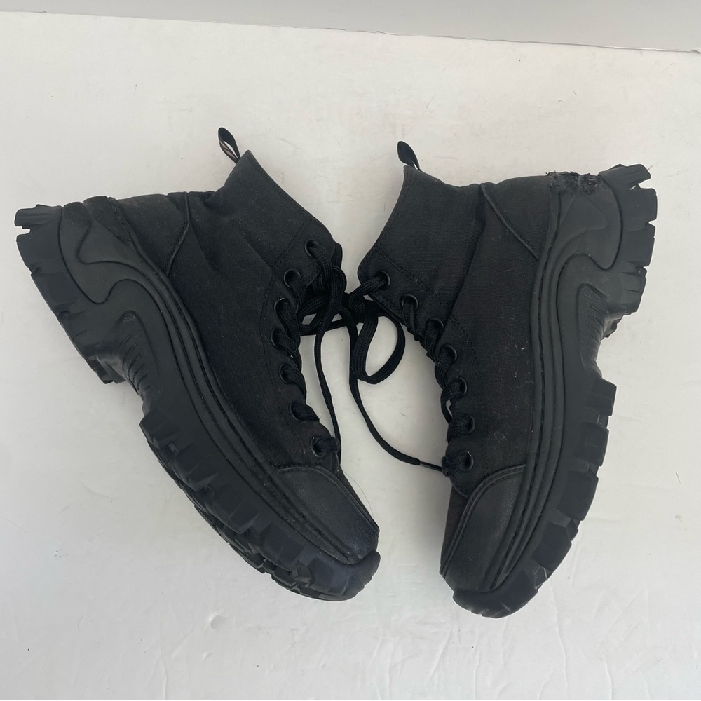 Skechers womens 7 Black High Top Sneaker Boots Lug sole chunky combat canvas - Picture 9 of 11